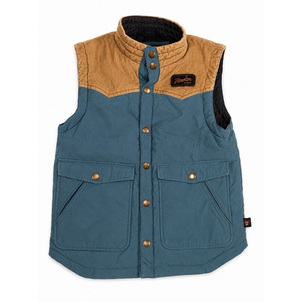 Howler Brothers Rounder Vest Boys L Corduroy Yoke Western Country Snap Button